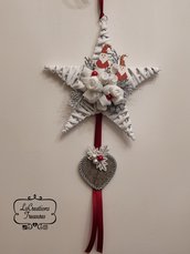 Stella natalizia, decorazione di Natale, addobbi, midollino bianco