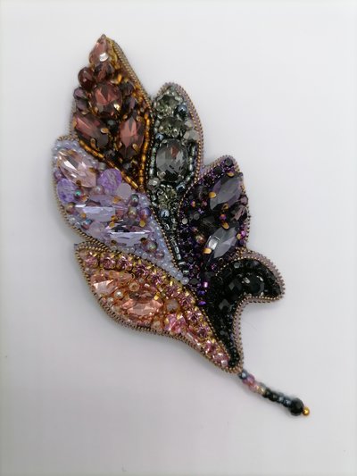 Spilla A Fiore Viola Lilla Con Cristalli - Ortensia Bouquet Da Sposa - Elegante Accessorio Donna Per Sciarpa O Colletto - Regalo San Valentino O Festa Della Mamma