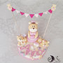 Cake topper battesimo bimba Orsetta con cuore e baby orsetti personalizzabile con nome