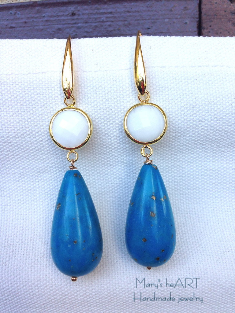 Orecchini in labradorite placcati oro 18k ~ Pietra preziosa
