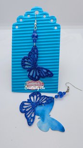 Orecchini Farfalla Blu Glitter