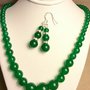 Collana e orecchini in autentica giada verde naturale con perle in gradazione 6-14 mm chackra cristalloterapia