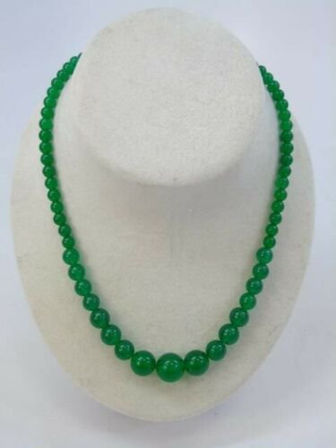 Collana donna in vera giada verde pietra dura naturale perle graduate 6-14  mm chakra cristalloterapia