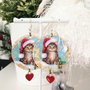 Orecchini eleganti donna gatto pendenti Carta Natale Gatto Cuore Paper bijoux 