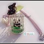 ★★SALDI Collana Gabbietta con tarepanda, "voliera" very kawaii con foglie, e fiocco a pois