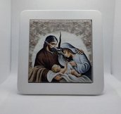 Orologio Sacra Famiglia in porcellana 14,5 x 14,5 