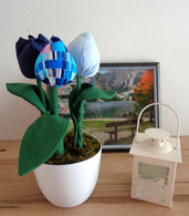 Vaso di tulipani in stoffa, per decorare casa, ufficio, e negozio