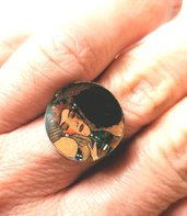 Klimt anello con cammeo dipinto a mano 