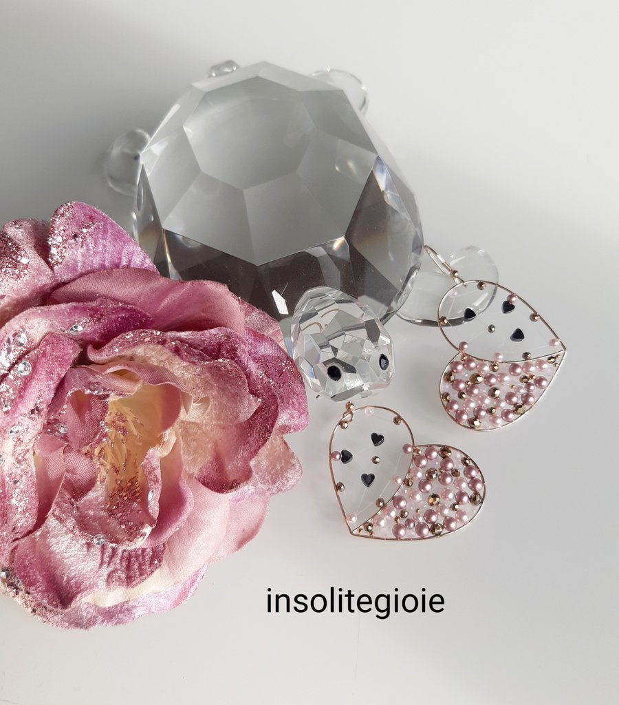 Grandi orecchini a forma di cuore di cristallo per le donne Grandi orecchini a forma di cuore di cristallo per le donne