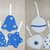 set natale blu argento bianco, addobbi natalizi feltro, decorazioni natalizie, albero di natale feltro, palline natale blu