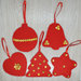 set natale rosso oro bianco, addobbi natalizi feltro, decorazioni natalizie, albero di natale feltro, palline natale rosse