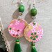 Orecchini decoupage stile giapponese rosa floreale Earrings