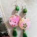 Orecchini decoupage stile giapponese rosa floreale Earrings
