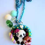AOBOCO Panda, collana in argento sterling 925, con ciondolo a forma di animale, con cuore blu zaffiro e cristallo, idea regalo per donne e ragazze, Cristallo, Zaffiro