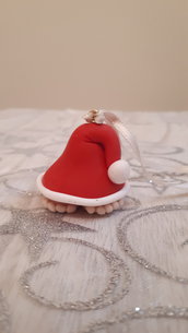 Addobbo Natalizio Cappello Babbo Natale e piedini in fimo