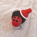 Addobbo Albero di Natale Coccinella fimo con cappello Babbo Natale