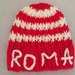 Cappello per i bambini tifosi della Roma realizzato con lana rossa e gialla