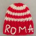 Cappello per i bambini tifosi della Roma realizzato con lana rossa e gialla