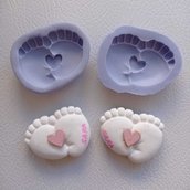 Stampi piedini in silicone alimentare per ricordini fai da te cioccolatini e decorazioni torte nascita e battesimo 2 pz