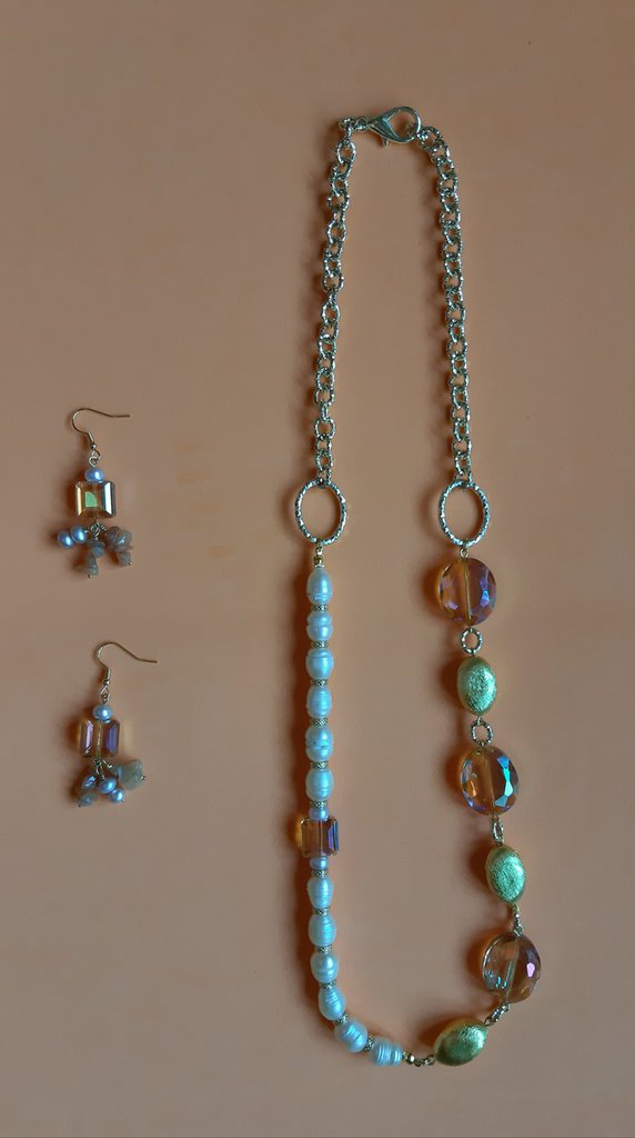 Set Di Orecchini Per Collana Da Donna, Pietra Naturale, Perline - Foto 2