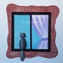 Quadretto con gatto grigio alla finestra