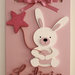 Quadretto decorativo in legno per stanza bambino con nome e decoro coniglietto con palloncino