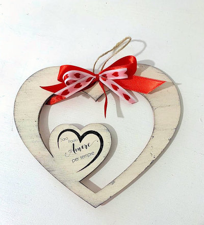 Cuore in legno con dedica personalizzata - Idea regalo per San Valentino