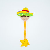 Segnalibro messicano con sombrero e nachos, 24 x 10 cm