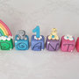 Cake topper cubi nome animaletti giungla doppio arcobaleno 12 lettere 12 cubi 