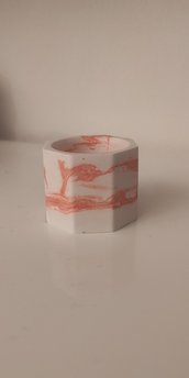 Vasetto in gesso effetto marmo arancione 85gr