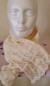 sciarpa scialla bianca di lana fatta a mano, ragazza, donna, inverno , moda