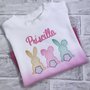 Maglietta bimba cotone bianco e rosa sfumato - ricamata - personalizzata