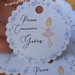 Targhette personalizzate prima comunione bambina tema ballerina , lilla bianco bigliettini prima comunione fiorellini