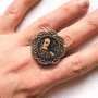 Anello con cammeo dipinto a mano stile egizia di Klimt