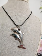 Delfino collana cordoncino nero 