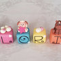 cake topper cubi animali fattoria in scala multicolor bimba 6 cubi 6 lettere