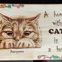 Quadretto legno decorato con gatto e frase 