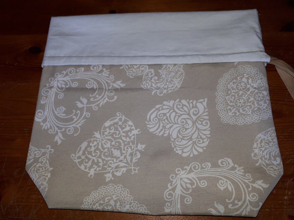 H&H-Anderson Cestino Per Pane In Tessuto Quadri Bianco E Blu, 16x16 Cm, Cotone Riciclato
