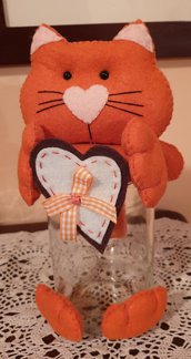 Barattolo decorato, gatto arancione