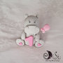 cake topper ippopotamo con palloncino rosa per bimba personalizzabile