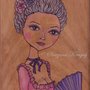 Marie Antoinette-Original Fine Art colored pencil illustration-sul legno