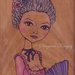 Marie Antoinette-Original Fine Art colored pencil illustration-sul legno