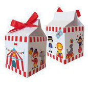 Scatoline regalino fine festa segnaposto personalizzato porta cioccolatini, confetti, caramelle tema circo clown
