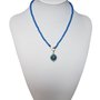 Girocollo in agata blu con pendente mappamondo e argento 925.