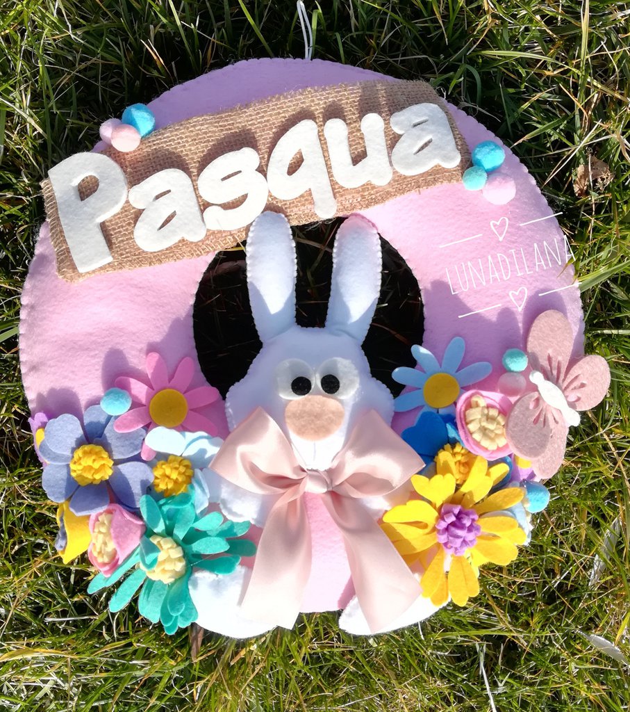 Ghirlanda Pasquale Primaverile Con Uova Colorate - 45 Cm Di Diametro, Per Porta D'Ingresso O Decorazione Interna