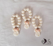 bomboniera prima comunione rosario con angelo bianco per bimbo e cuoricino perlescente oro