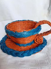 Cestino a forma di tazza  blu arancio