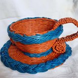 Cestino a forma di tazza  blu arancio