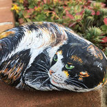 GATTA TRICOLORE, dipinto su pietra, acrilico su pietra naturale, gatto, tigrato