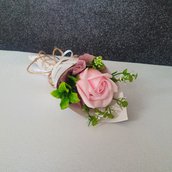 Mini bouquet con una rosa di sapone